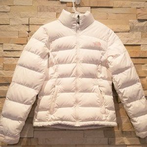 North Face XS White Nuptse 700 Goose Down Winter Puffer Jacket Bubble Puff Coat